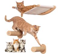 Cat Hammock with Cat Wall Steps 3Pcs/Set Scratch Resistant Wall Shelves Spacing Saving Exercising Resting Climbing Shelves for Home Steps Hammock Climbing
