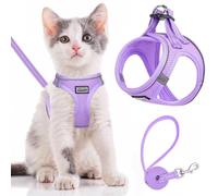 Cat Harness and Lead Escape Proof,Adjustable Soft Mesh Kitten Vest Harness for Walking Reflective Pet Harness for Cat Small Dogs Puppy (Purple, XXS)