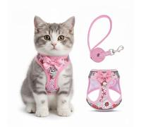 Cat Harness and Lead Escape Proof for Walking, Adjustable Soft Kitten Harness with Reflective Straps Step in Cat Vest for Small Kitten and XS Dogs