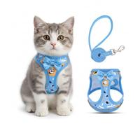 Cat Harness and Lead Escape Proof for Walking, Adjustable Soft Kitten Harness with Reflective Straps Step in Cat Vest for Small Kitten and XS Dogs