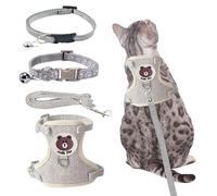 Cat Harness and Lead Set - Escape Proof for Walking, Soft Mesh With Adjustable Reflective Stripe and Leash for Small Medium Cats Dogs Pets (M)