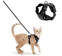 Cat Harness and Lead Set, Escape Proof kitten harness with Leash, Adjustable Cat Harness and Lead for Small Cats & Pets Walking in Garden or Outdoors - XS, Black