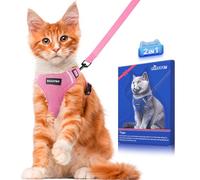 Cat Harness and Lead Set for Outdoor Travel, Escape Proof Adjustable Harness Vest with Reflective Strips, Soft Breathable Cat Leash Pink XXXS