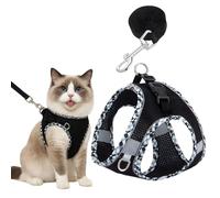 Cat Harness and Lead Set, Kitten Harness with Adjustable Straps, Secure Fit for Outdoor Adventures, Lightweight and Comfortable Design, Black