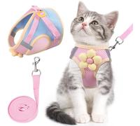 Cat Harness and Lead Set, Secure Walking Solution for Active Cats with Reflective Safety Features, Comfortable Fit for Outdoor Adventures and Vet Visits, Pink Color Design