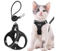 Cat Harness and Lead Set, Upgraded Escape Proof Adjustable Vest, Breathable Lightweight Soft Mesh, Kitten Puppy Outdoor Walking, Reflective Strips for Dark Night
