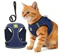 Cat Harness And Leash 2026 In Escape Proof Cat Leash And Harness Set For Small Medium Large Cats Breathable Adjustable Vest Harnesses With Reflective Strip For Outdoor (Navy, XL)