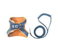 Cat Harness and Leash, Escape-Proof Vest Style Cat Harness and Leash, Breathable Soft Adjustable Escape Proof Cats Leash, Easy to Wear for Outdoor Walking (Blue, L)