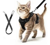 Cat Harness and Leash for Walking, Cat Car Harness, Escape Proof Soft Adjustable Vest Harnesses for Cats, Easy Control Breathable Reflective Strips Harness, Kitten Harness and Leash Set, Black, S