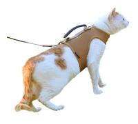 Cat Harness and Leash for Walking Escape Proof Breathable Mesh Fabric, Solid Brown, XX-Large, Adjustable Cat Walking Jackets with Handle, Padded Stylish Cat Vest