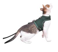 Cat Harness and Leash for Walking Escape Proof Breathable Mesh Fabric, Solid Green, Extra Large, Adjustable Cat Walking Jackets, Padded Stylish Cat Vest
