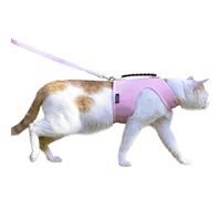 Cat Harness and Leash for Walking Escape Proof Breathable Mesh Fabric, Solid Pink, Large, Adjustable Cat Walking Jackets with Handle, Padded Stylish Cat Vest