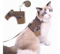 Cat Harness and Leash for Walking Escape Proof Desert Camouflage Small Adjustable Padded Stylish Cat Vest for Winter