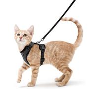 Cat Harness and Leash for Walking, Escape Proof Soft Adjustable Vest Harnesses for Cats, Easy Control Breathable Reflective Strips Jacket, Black