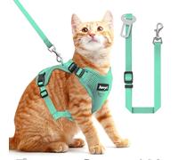 Cat Harness and Leash for Walking, The Upgrade Can be Adjusted in Four Directions and Breathable Cat Harness for Anti Escape That can be Fitted and Positioned, Reflective Strips Harness, Green, M