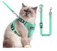 Cat Harness and Leash for Walking, The Upgrade Can be Adjusted in Four Directions and Breathable Cat Harness for Anti Escape That can be Fitted and Positioned, Reflective Strips Harness, Green,M