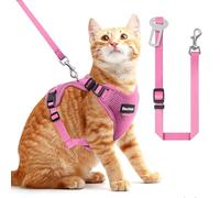 Cat Harness and Leash for Walking, The Upgrade Can be Adjusted in Four Directions and Breathable Cat Harness for Anti Escape That can be Fitted and Positioned, Reflective Strips Harness, Pink,S
