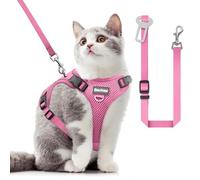 Cat Harness and Leash for Walking, The Upgrade Can be Adjusted in Four Directions and Breathable Cat Harness for Anti Escape That can be Fitted and Positioned, Reflective Strips Harness, Pink, XS