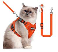 Cat Harness and Leash for Walking, The Upgrade Can be Adjusted in Four Directions and Breathable Cat Harness for Anti Escape That can be Fitted and Positioned, Reflective Strips Harness, Orange, M