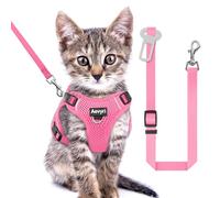 Cat Harness and Leash for Walking, The Upgrade Can be Adjusted in Four Directions and Breathable Cat Harness for Anti Escape That can be Fitted and Positioned, Reflective Strips Harness, Pink, XS