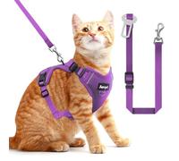 Cat Harness and Leash for Walking, The Upgrade Can be Adjusted in Four Directions and Breathable Cat Harness for Anti Escape that can be Fitted and Positioned, Reflective Strips Harness, Purple, M
