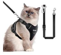 Cat Harness and Leash for Walking, The Upgrade Can be Adjusted in Four Directions and Breathable Cat Harness for Anti Escape That can be Fitted and Positioned, Reflective Strips Harness, Black, M