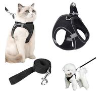 Cat Harness and Leash Set 1.5m - Escape Proof Reflective Adjustable No-Pull Vest Escape Proof, Outdoor Walking, Running, Training for Cats & Small Dogs, Black (black, medium 7-8.5kg)