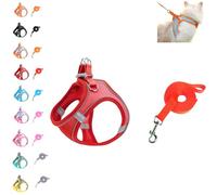Cat Harness and Leash Set - Adjustable Soft Mesh Vest for Outdoor Cats, Escape Proof No Choke Design with Reflective Safety Strips, Breathable & Easy to Wear (D)