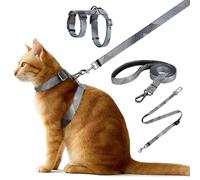 Cat Harness and Leash Set, Anti Escape Adjustable Cat Leash, Comfortable Soft Lightweight, Use Safe & Easy, Suitable for Small, Walking Kitten Harness for Large Medium Small Cats, Black