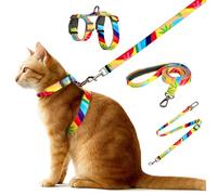 Cat Harness and Leash Set, Anti Escape Adjustable Cat Leash, Comfortable Soft Lightweight, Use Safe & Easy, Suitable for Small, Walking Kitten Harness for Large Medium Small Cats, Maple Leaf Red
