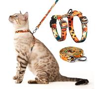 Cat Harness and Leash Set - Escape Proof Adjustable Cat Harness, Comfortable Soft Lightweight, Use Safe & Easy, Walking Travel Kitten Harness for Small Medium Large Cats (Orange King of The Jungle)
