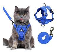 Cat Harness and Leash Set Escape Proof for All Types of Cats, Adjustable Reflective Soft Mesh Vest with 4 Buckles Breathable Walking Harness for Kitten to Cats XL