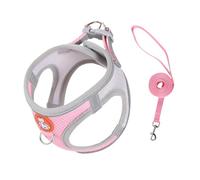 Cat Harness and Leash Set Escape Proof, Small Kitten Harness Emotional Support Cat Vest, Pet Vest Harness for Cats Small Dogs Puppies Walking and Travel (Pink Gray,S)