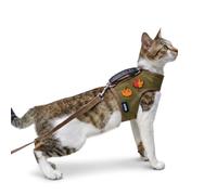 Cat Harness and Leash Set for Walking, Deepgreen, X-Large, for Thanksgiving | No Over-the-head, Easy On or OFF, for Extra Large Cat Walks, Vest Style, No Choke, Soft, Step by step training guidance
