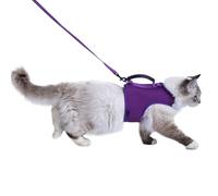 Cat Harness and Leash Set for Walking Escape Proof, Purple, Large | No Over-the-head, Easy On or OFF, for Average to Large Cat Walks, Vest Style, Adjustable, No Choke, Lightweight