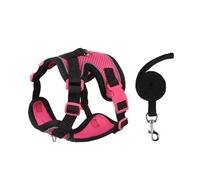 Cat Harness and Leash Set for Walking - Escape-Proof Reflective Vest for Cats and Small Dogs, Adjustable Soft Air Mesh with Pressure-Reducing Design, 4.92ft (Black & Rose, XL)