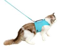 Cat Harness and Leash Set for Walking Escape Proof, Turquoise, Small | No Over-the-head, Easy On or OFF, for Small Cat Walks, Vest Style, Adjustable, No Choke, Soft, Lightweight, Padded