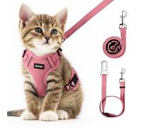 Cat Harness and Leash Set for Walking Escape Proof, Upgraded Four Place Adjustable Harness, Soft Kitten Vest with Reflective Strip for Cats, Comfortable Outdoor Vest