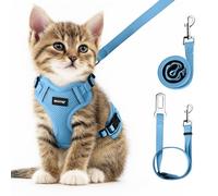 Cat Harness and Leash Set for Walking Escape Proof, Upgraded Four Place Adjustable Harness, Soft Kitten Vest with Reflective Strip for Cats, Comfortable Outdoor Vest