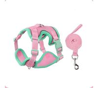 Cat Harness and Leash Set for Walking, Reflective Escape Proof Vest for Cats and Small Dogs, Adjustable Soft Air Mesh with Pressure Reducing Design, XL, Green&Pink