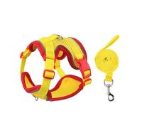 Cat Harness and Leash Set for Walking, Reflective Escape Proof Vest for Cats and Small Dogs, Adjustable Soft Air Mesh with Pressure Reducing Design, XL, Red Yellow