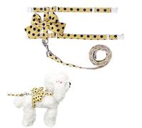 Cat Harness and Leash Set, Sweet Bow Kitten Collar, Escape Proof Extra Small Dog Harness, Cute Polka Dot Print Puppy Collar, Dog Leash for Boy Girl Small Dogs Kittens Outdoor Walking (Yellow, S)