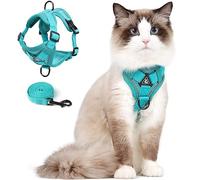 Cat Harness and Leash Set, Upgraded Escape Proof Adjustable Vest with Lead for Large Cat Small Dog Puppy Outdoor Walking, Soft Breathable Mesh Jacket with Reflective Strips for Dark Night L Green