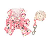 Cat Harness and Leash Set with Bow Knot,Cats Escape Proof-Adjustable Floral Harness Soft Outdoor Walking Travel Pet Harness,Puppy Harness for Girl Cats Bunny Rabbit Small Dog, ByT289 (S)