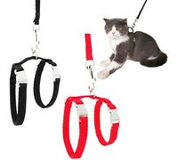 Cat Harness and Leash Sets, Adjustable Escape-Proof Cat Leash for Kitty & Small Pet, Soft Nylon Kitten Harness for Outdoor Walking, Travel and Vet Visits(Black 2PCS)