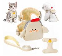 Cat Harness and Leash with Backpack and Detachable Vest for Small Dogs Cats | No Pull Escape Proof Breathable 3D Mesh Pet Vest with Step-in Buckles D-Ring Swivel Clip for Puppies Kitties Bunnies-Beige-S