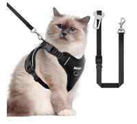 Cat Harness, Cat Harness and Leash for Walking, Adjusted in Four Directions and Breathable Cat Harness for Anti Escape That can be Fitted and Positioned, Reflective Strips Harness, Black, L