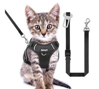 Cat Harness, Cat Harness and Leash for Walking, Adjusted in Four Directions and Breathable Cat Harness for Anti Escape That can be Fitted and Positioned, Reflective Strips Harness, Black, XS