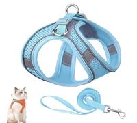 Cat Harness Design for Outdoor Cats, Cat Explorer Harness, Adjustable Soft Mesh Vest with Reflective Safety Strips, Escape Proof, Easy to Wear Cats (F,XS)