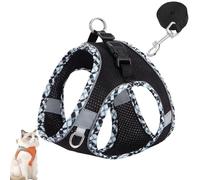 Cat Harness Design for Outdoor Cats, Cat Explorer Harness, Adjustable Soft Mesh Vest with Reflective Safety Strips, Escape Proof, Easy to Wear Cats (N,XXS)